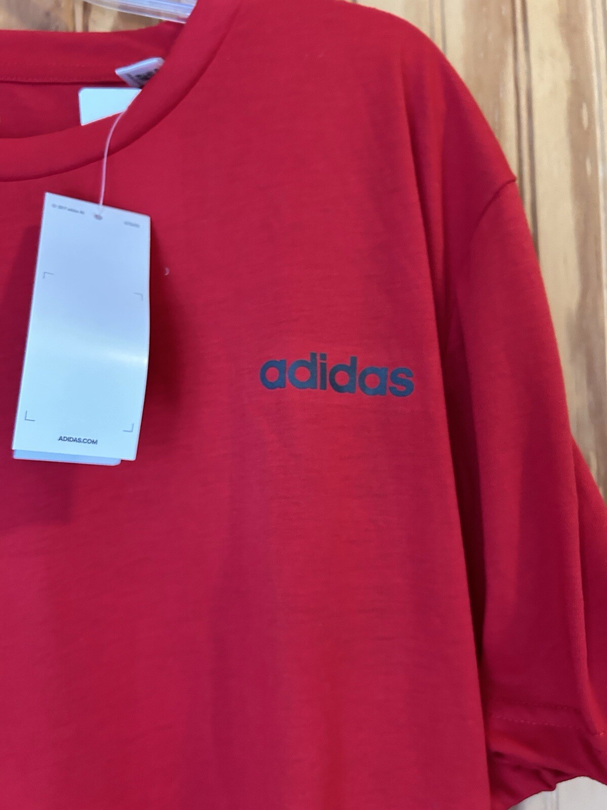 Adidas Mens L Workout Athletic Red Tee T-Shirt Red Short Sleeve NWT thumbnail 3