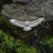 Star Owl Jewelry Vintage Silvery Bird Pendant Necklace
