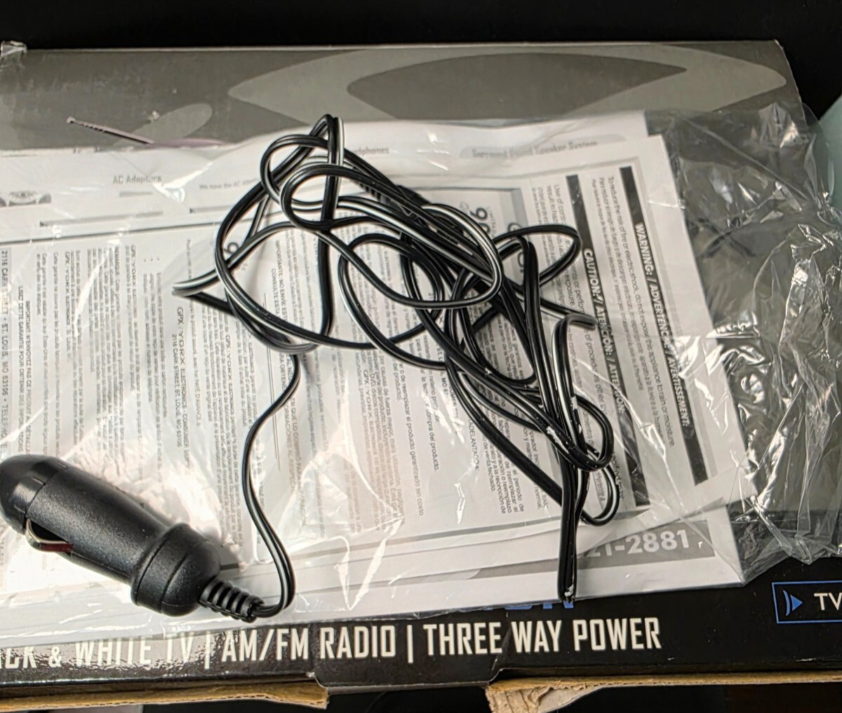 Vintage GPX TVP 5" Portable Black & White Television AM / FM NIB