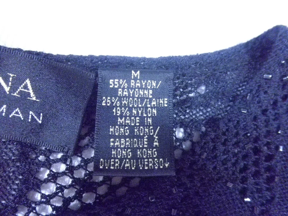 Blusa feminina Dana Buchman preta manga curta média lã rayon Hong Kong  - Imagem 4 de 4