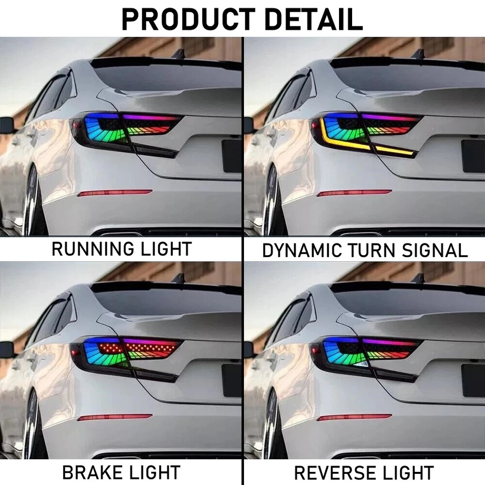 Conjunto de luces traseras LED RGB para Honda Accord 2018-2022 sedán con animación Foto 3 de 4