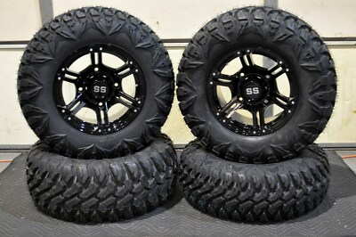 POLARIS XP1000 27'' QBT 846 8 Ply RADIAL ATV TIRE 14'' VIPER BLK WHEEL KIT POL10K