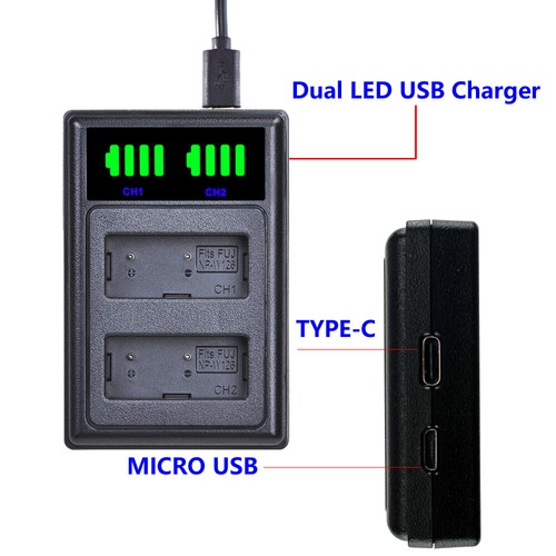 Battery or LCD Charger for Fujifilm NP-W126, NP-W126S X-E3 X-M1 X-T1 X-T2 X-T3 - Picture 40 of 40