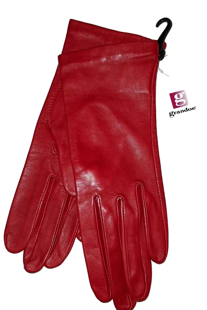 Grandoe 100 Silk Lined Leather Gloves. Red Small
