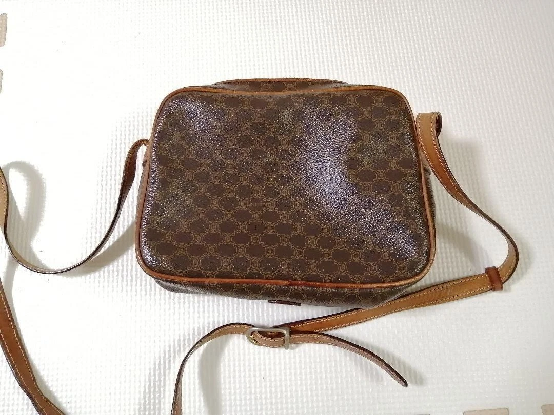 Borsa a tracolla CELINE Macadam Triomphe PVC pelle vintage USATA originale #S2068