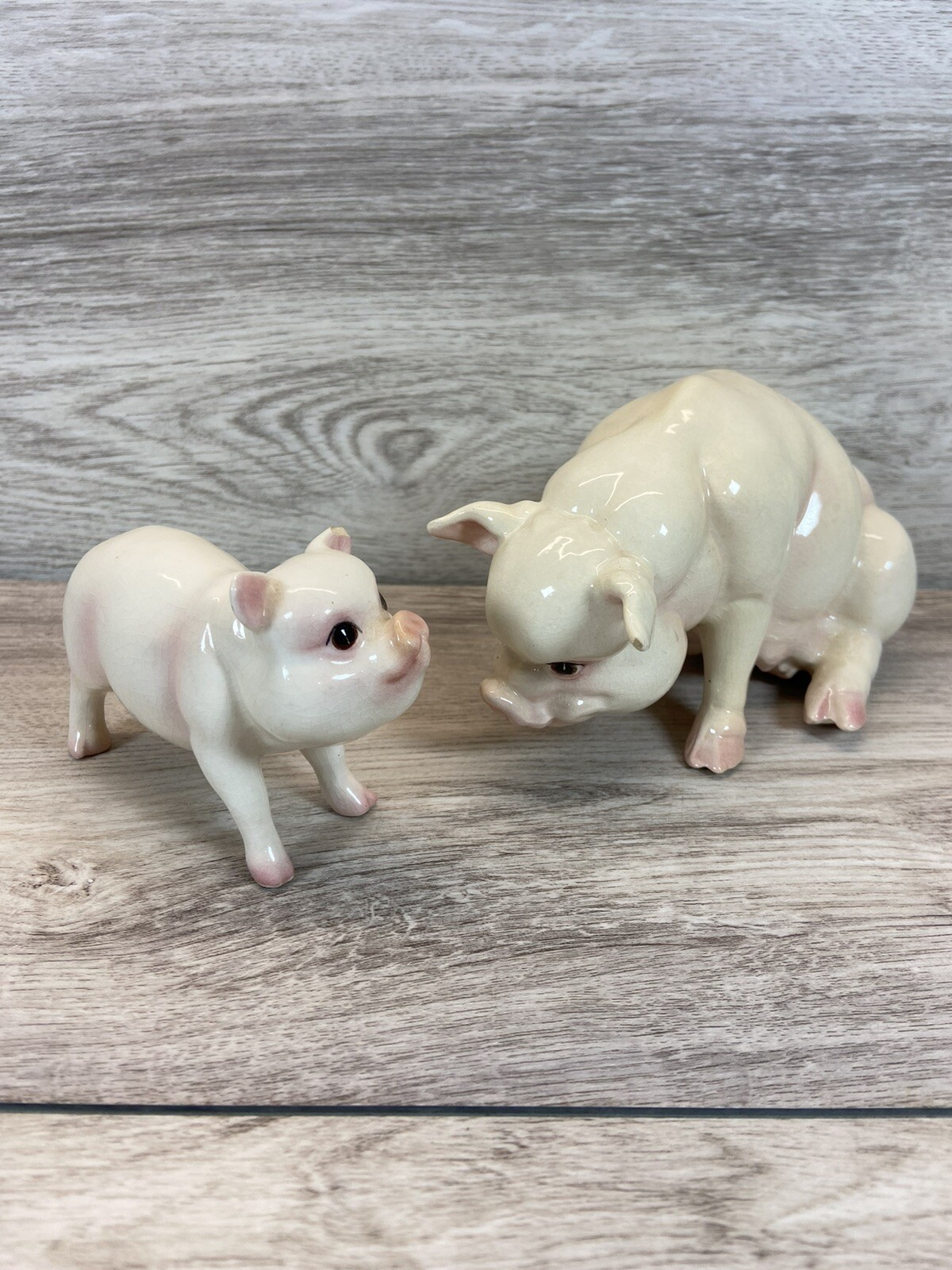 GLAMPTRIP Vintage Pot Belly Pig Ceramic Porcelain Figurine