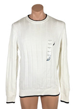 VINTAGE 90S NAUTICA WHITE STRIPED SWEATER BOATING SAILING MENS LARGE