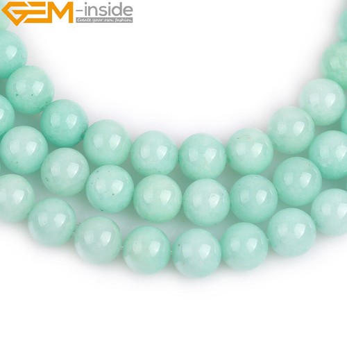 Piedra de jade azul cielo 4 mm 6 mm 8 mm cuentas redondas para hacer joyas hilo 15" - Imagen 28 de 30