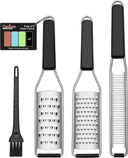 Lemon Zester Grater Three-Piece Suit - Heavy Duty Kitchen Tool for Parmesan Chee