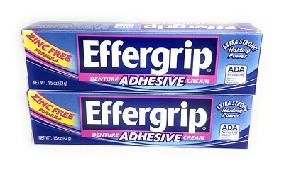 Effergrip Minty Fresh Denture Adhesive Cream 1.5oz NEW Lot Of 2