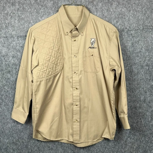 Hunting Shirt Mens XL 46 Beige Shooting Pad Embroidered Indian Arrow Head VTG