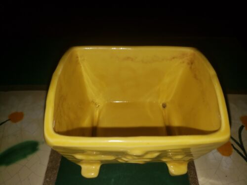 Vintage USA Keramik gelb 3,5" Wiege Keramik geprägt Schafe springen Zaun - Bild 2 von 3