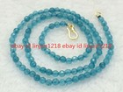 Natural 4mm Faceted Blue Aquamarine Gems Beads Necklace 18-28'