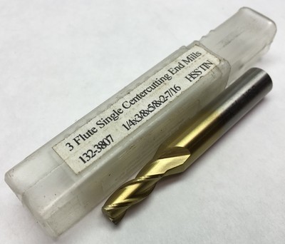 1/4x3/8x5/8x2-7/16 HSS TIN 3 FL HIGH SPEED STEEL CENTER CUT SINGLE END MILL