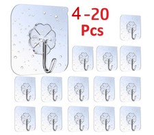 4-20 Heavy Duty Door Self Adhesive Hook for Kitchen Bathroom Office Closet