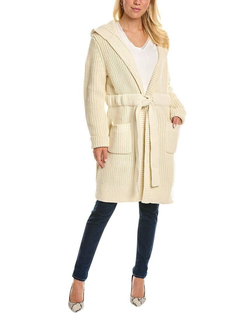 Michael Kors Merino Wool And Cashmere Hooded Cardigan In Vanilla Size L NWT NEW