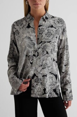 EXPRESS Floral Tunic Relaxed Portofino Shirt Size Extra Small