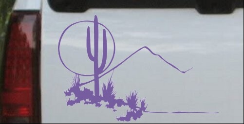 Western Cactus Moon Scene Decal Car or Truck Window Laptop D