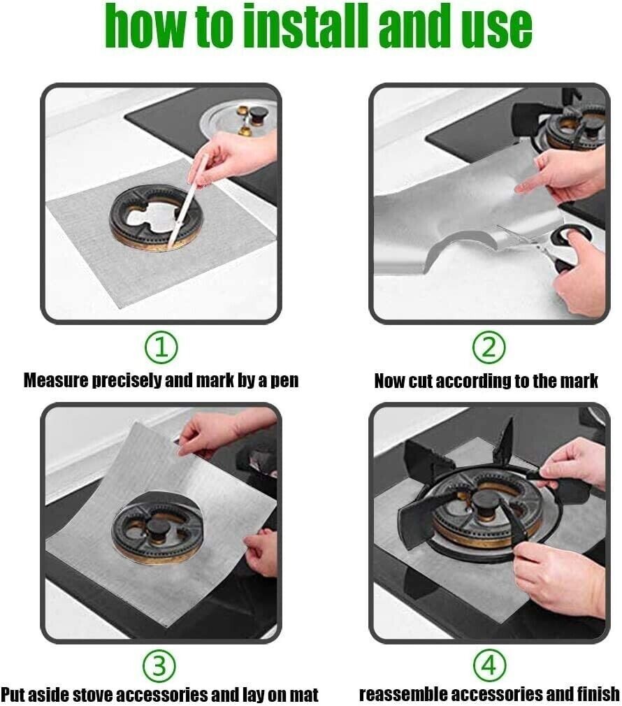 Stove Burner Gas Cover Cooktop Reusable Liner Protector NonStick 4