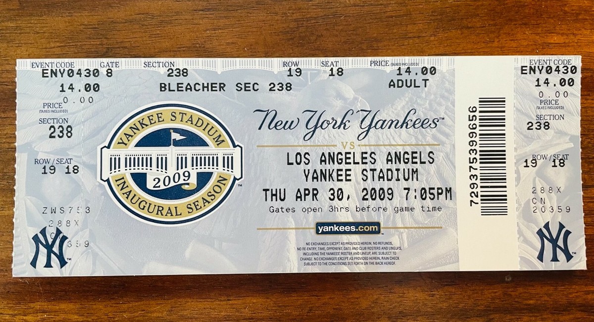 2009 Yankee Stadium INAUGURAL SEASON Full Ticket / April 30