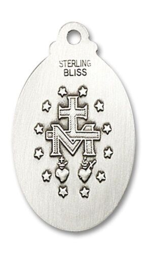 Sterling Silver Mary Miraculous Catholic Medal Pendant Necklace With Chain - Picture 3 of 5