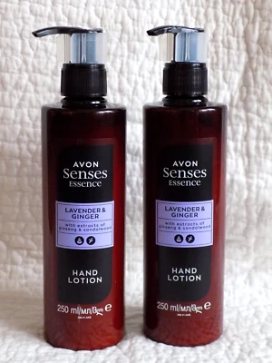 AVON 2 x SENSES ESSENCE LAVENDER & GINGER HAND LOTIONS ~ 250ml each *BRAND NEW*