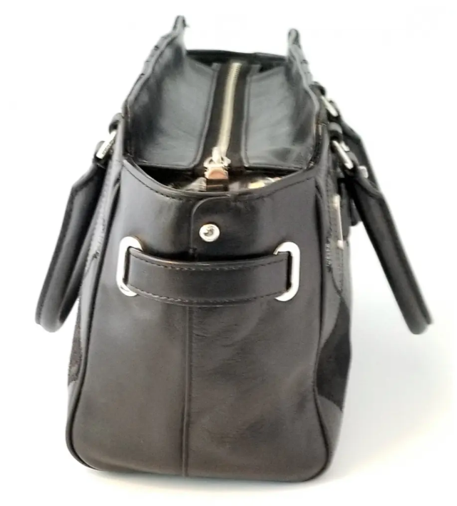 Coach Black BlakeLeather & Suede Patchwork Turn Lock Detail Tote