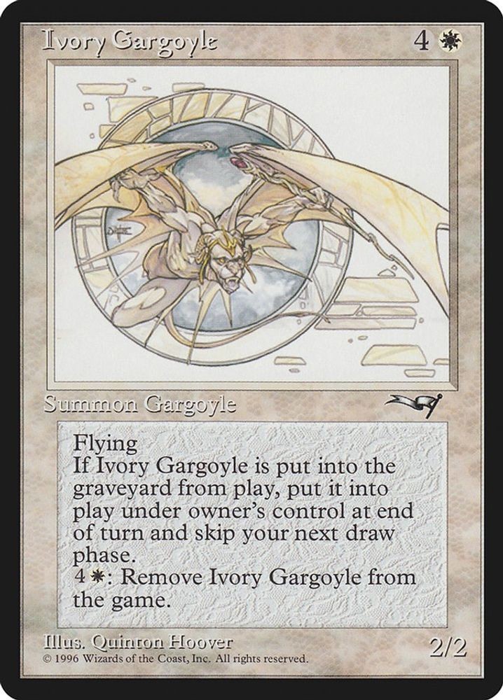 1996 Magic: The Gathering Alliances Ivory Gargoyle (#5, Rare, Moderately Played)