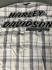 Harley Davidson Shirt Mens XL Plaid Patched Motorcycle Mechanic E-2