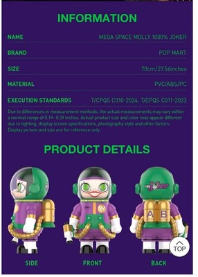 POP MART MEGA SPACE MOLLY 1000% The Joker -US Seller | eBay