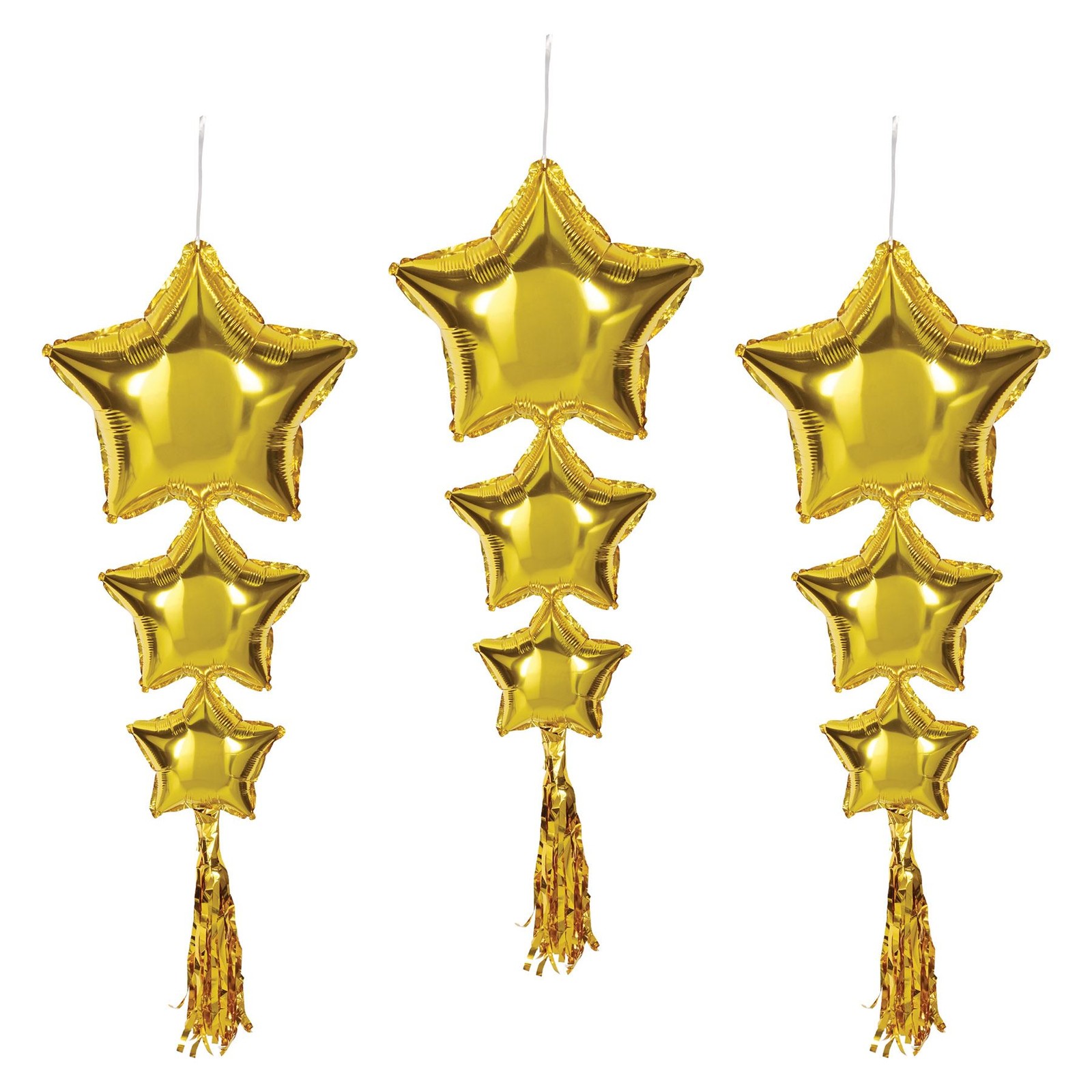 Gold Star Balloons with Tassels - Party Decorations by Beistle  