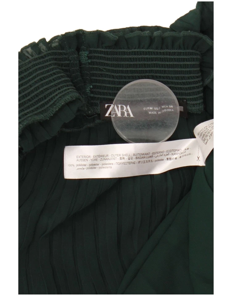 ZARA Womens 3/4 Sleeve Maxi Dress UK 12 Medium Green Polyester AC09 - Image 3 of 3