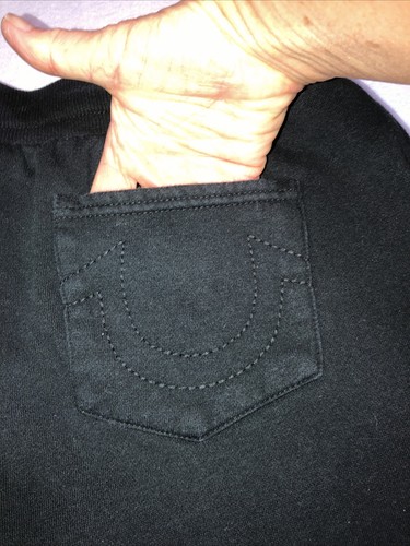 True Religion Sweat Lounge Pants Flock HS Jogger Pocket Black Womens Size M - Picture 4 of 11