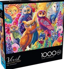 Buffalo Games Vivid Collection 1000 Pc "Owl Autonomy" Jigsaw Puzzle NIB