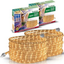 Tupkee Rope Light Warm Clear 24 Feet Indoor Outdoor Decorative Tube Light 2 Pack