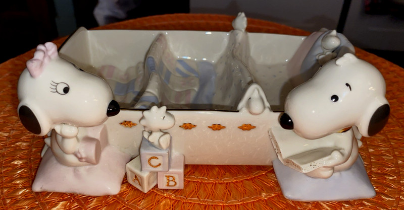 Lenox Baby Snoopy Belle & Woodstock Divided Baby Vanity Dresser Tray Dish