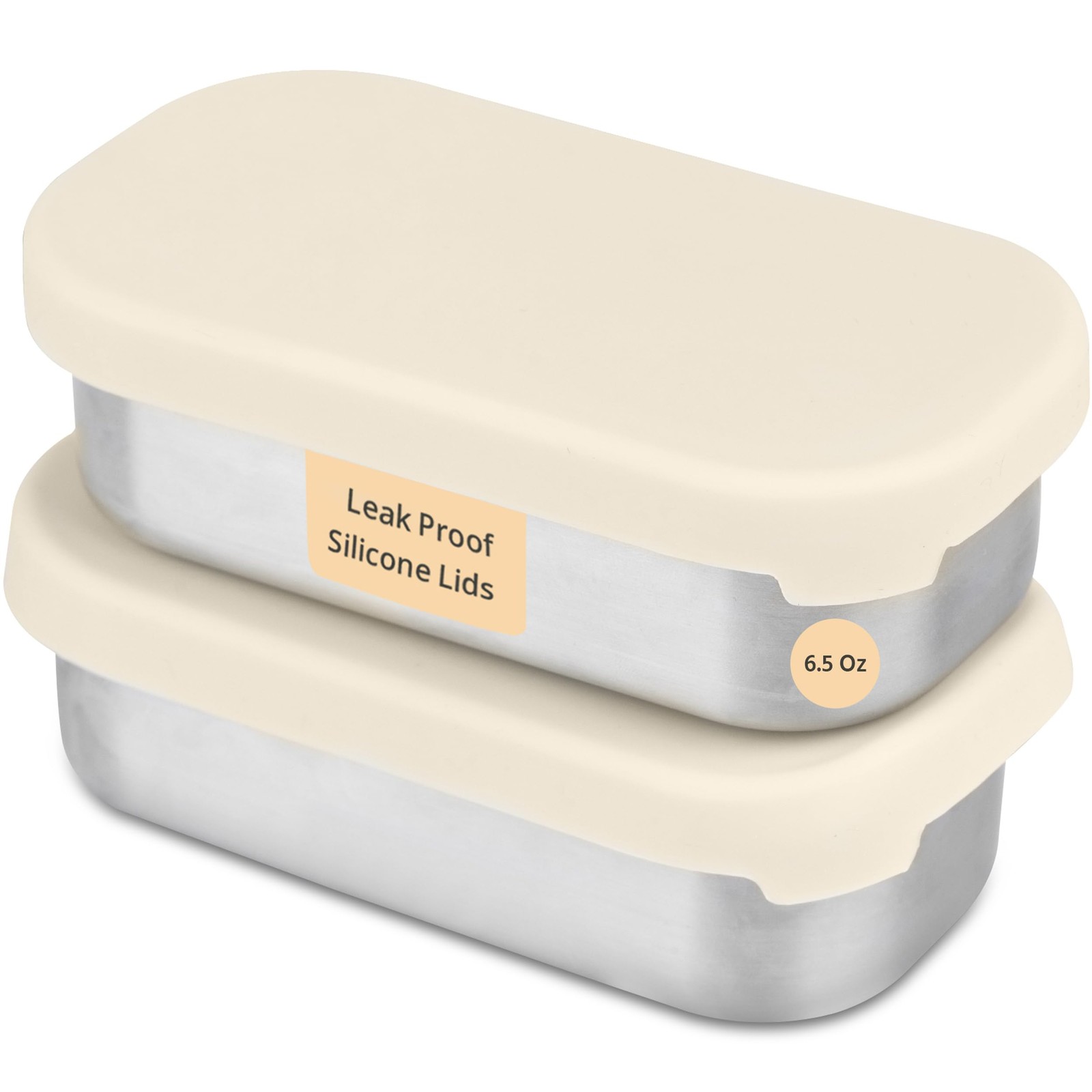 Flexibento 2-Pack 6.5 oz Leakproof Stainless Steel Snack Containers