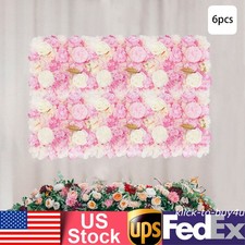 6Pcs Artificial Flower Wall Panels Flower Floral Wall Mat Background Backdrop