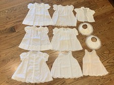 VTG 40 s/50 s Lot 10 Baby Cotton Slips Dresses Bibs Cherubs Handmade Phillipines