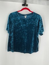 Ava Viv Women’s Size X Velvet Teal Blouse 107
