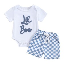 Little Brother Newborn Outfit Letter Short Sleeve Romper Little Brother Shirt...