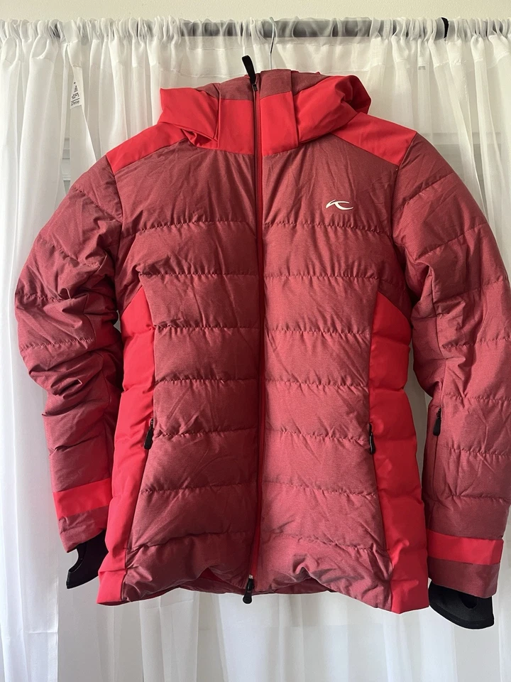 Chaqueta de esquí de plumón KJUS para damas con paisaje de nieve 38 M EE. UU. 6-8 roja, plumón premium Foto 2 de 4