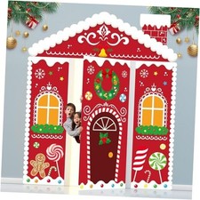 4Pcs Christmas Gingerbread House Decorations Large Gingerbread Door Covers