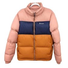 Cotopaxi Fuego Colorblock Pink Orange Navy Down Puffer Jacket Women XL Winter