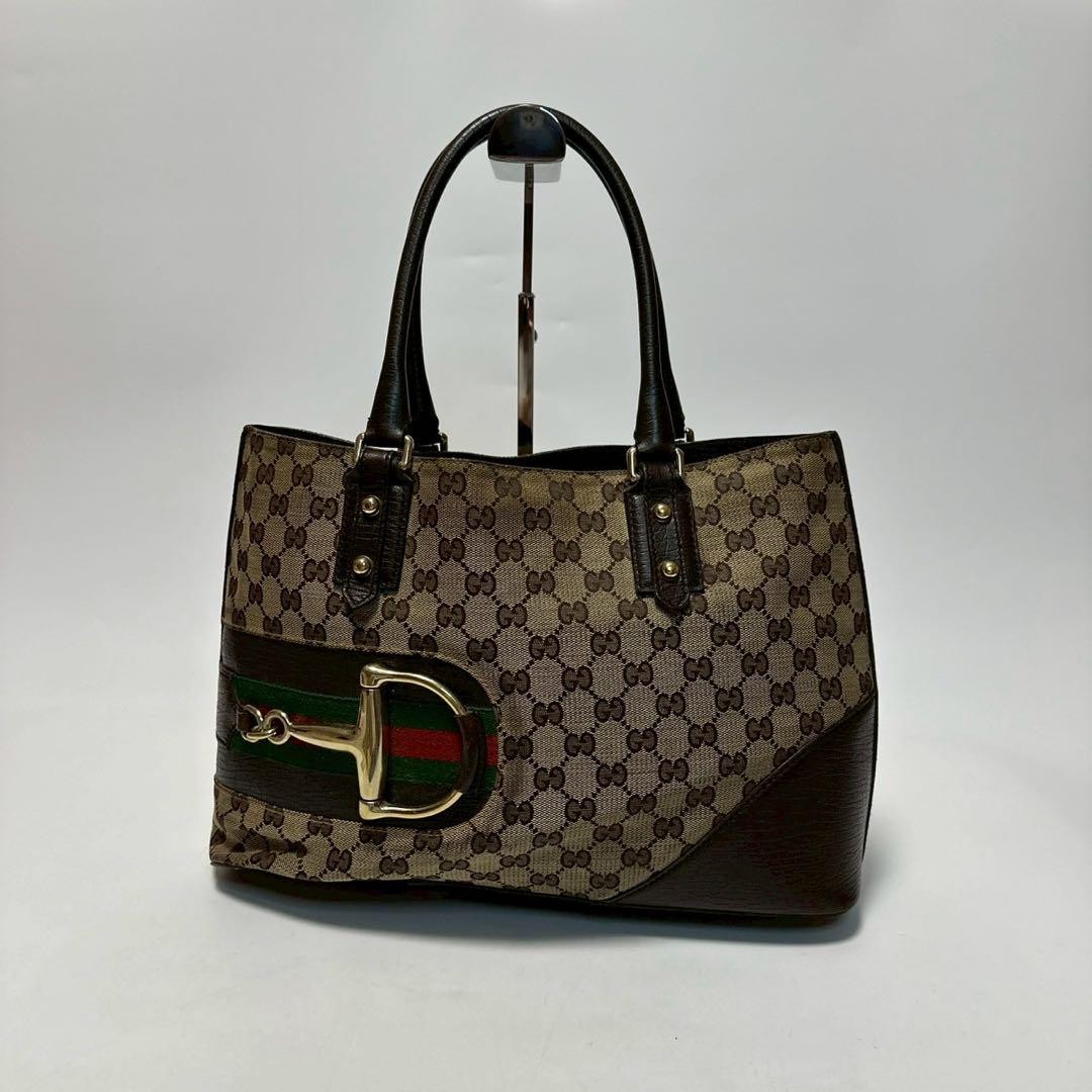 Gucci GG Canvas Hosebit Sherry Line Handbag, Used