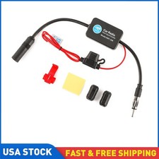 Universal 12v Car Radio Antenna Signal Booster Fm Am Stereo Amplifier Amp Black