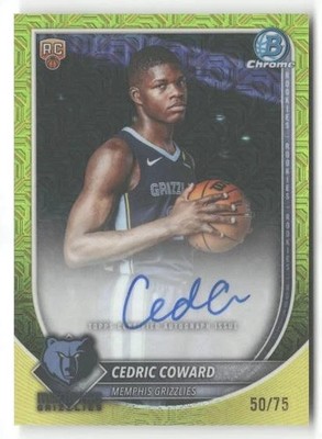 CEDRIC COWARD 2025-26 BOWMAN CHROME YELLOW MOJO REFRACTOR ROOKIE AUTO 50/75
