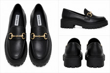 Steve Madden Women s Black Chunky Loafers Gold Horsebit Lug Sole Size 10