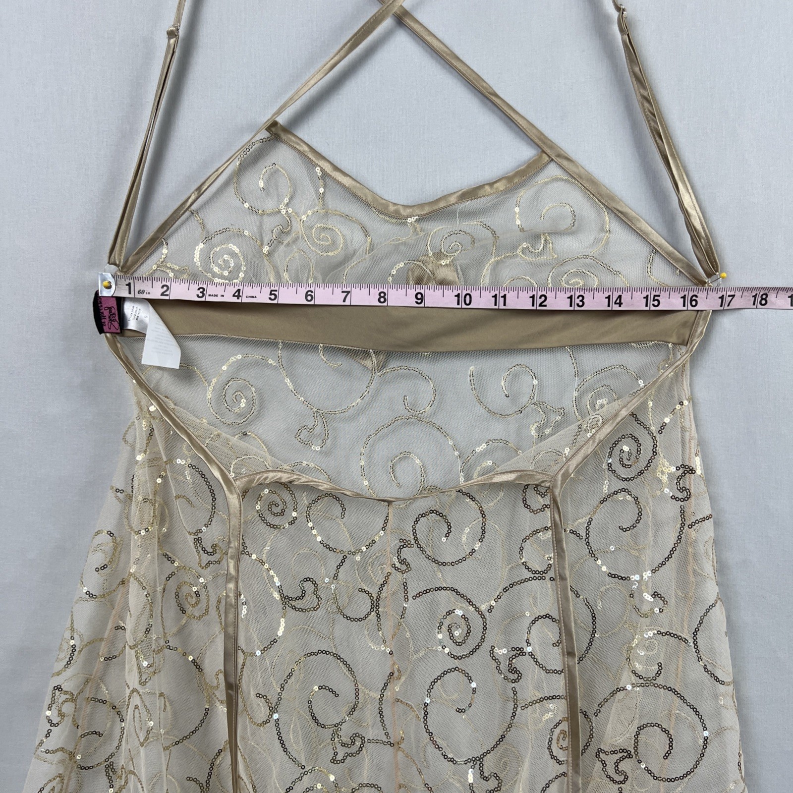 Shirley of Hollywood lingerie Women Small Sequined Mesh Strappy Romantic Holiday