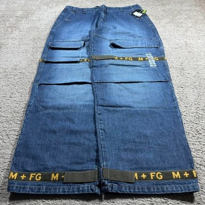 NWT Baggy Y2K 2000 s Shuttle Strap Marithe Francois GirbaudCargo Denim Jeans